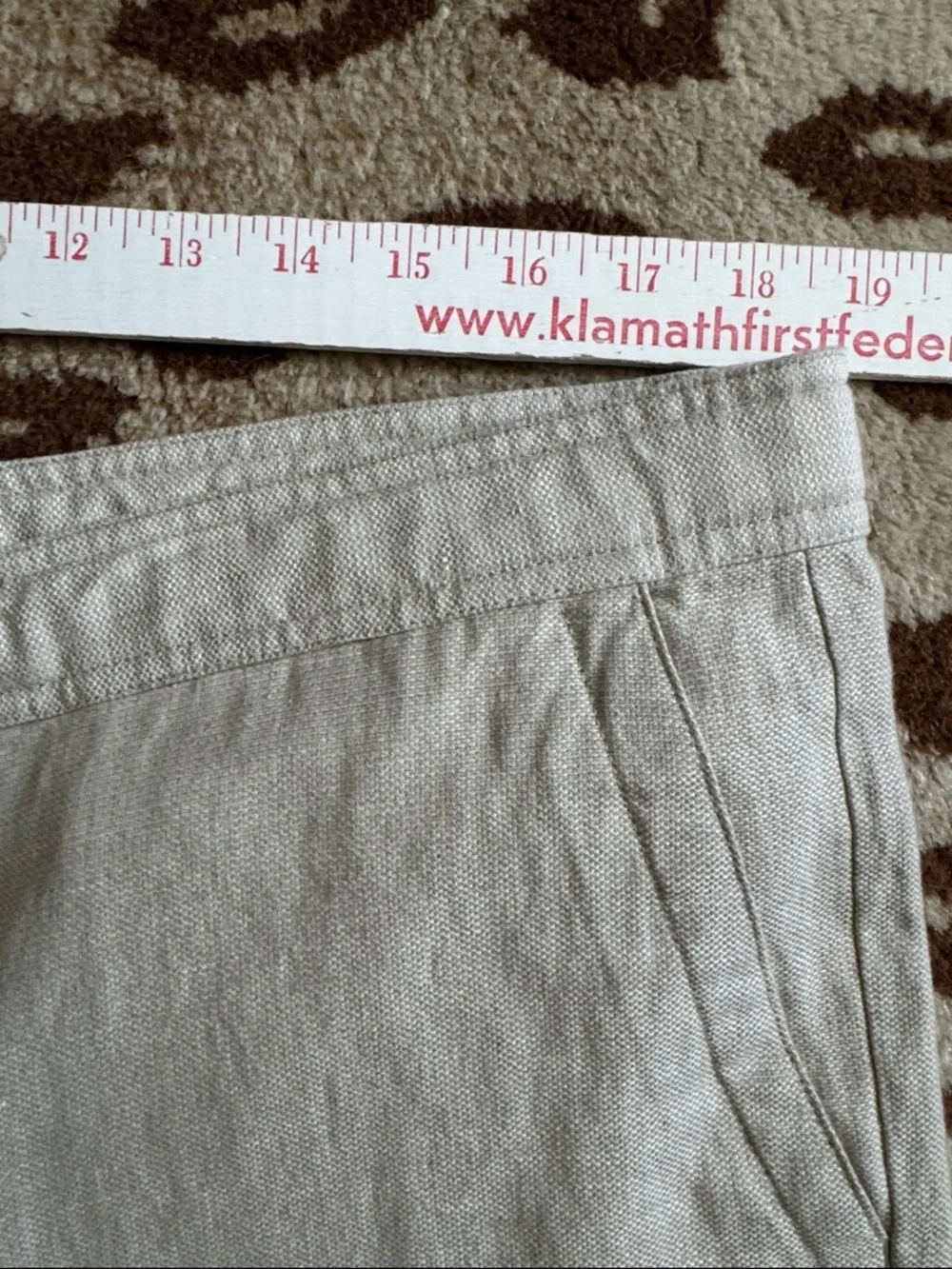 Claiborne Tan Linen blend Cargo Pants Womens XL Lagenlook Safari wide leg Beach